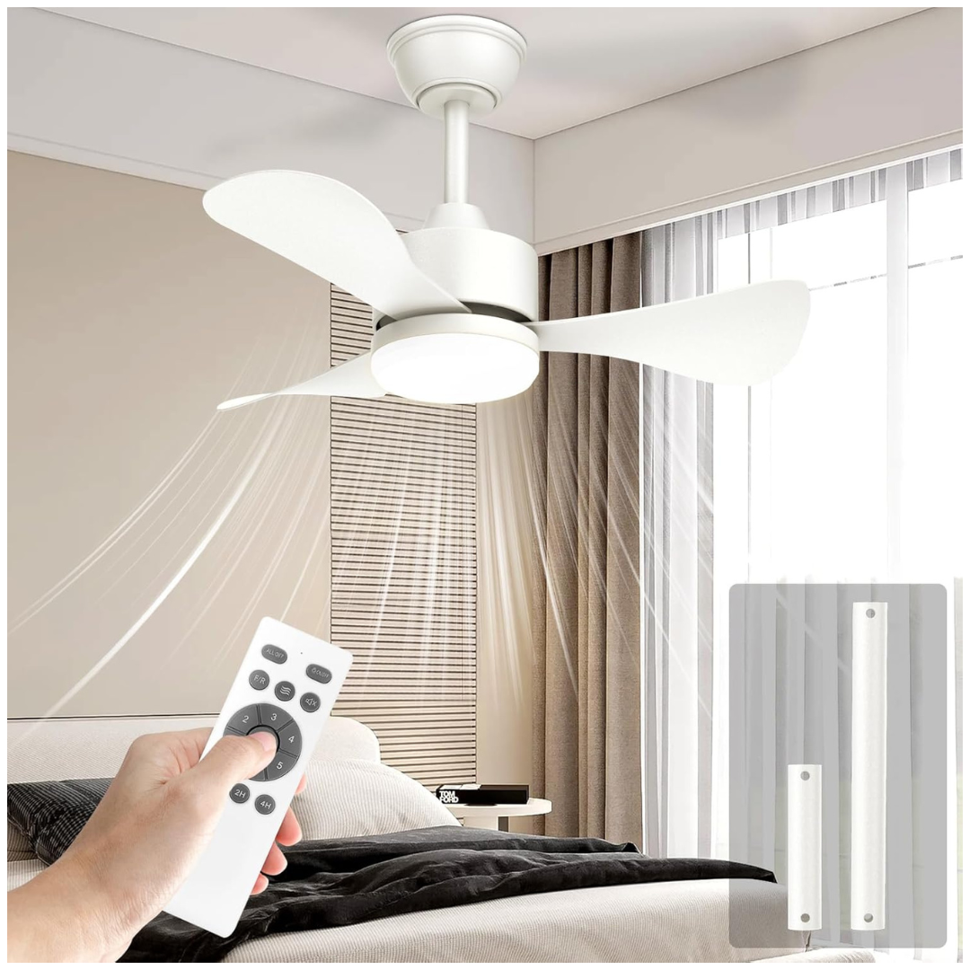 Hisummer 28'' Modern Bedroom Ceiling Fan With Light