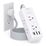 One Beat 5Ft Travel Power Strip with 6 AC Outlets & 3-USB Ports