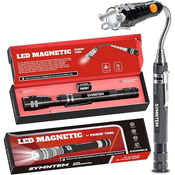 Telescoping Magnet Pickup Tool With 3 LED Flashlight