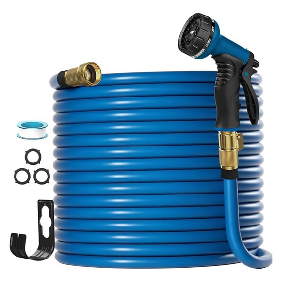 100ft Super Flexible UV-Resistant Rubber Water Hose