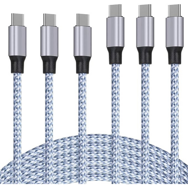 3-Pack 6ft Best New Nylon Braided 60W Charger Cables