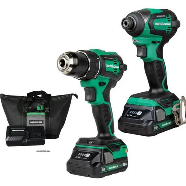Metabo HPT 18V Cordless Brushless Driver Drill & Impact Driver Combo Kit