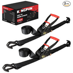 2-Pack Kingfun Heavy Duty Car Tie Down Straps With J Hooks