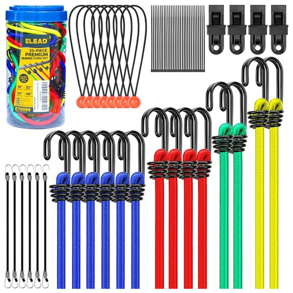 Elead 33-Piece Premium Bungee Cord Set