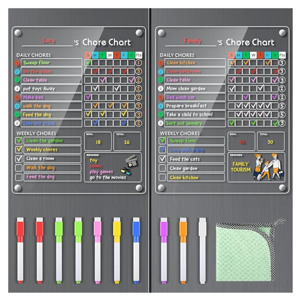 2 Pack Acrylic Magnetic Chore Chart For Kids