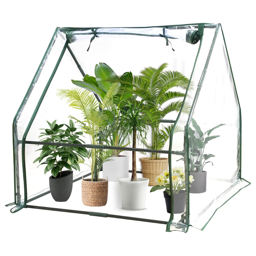 Portable Walk-In Greenhouse With Cover & Zipper Doors