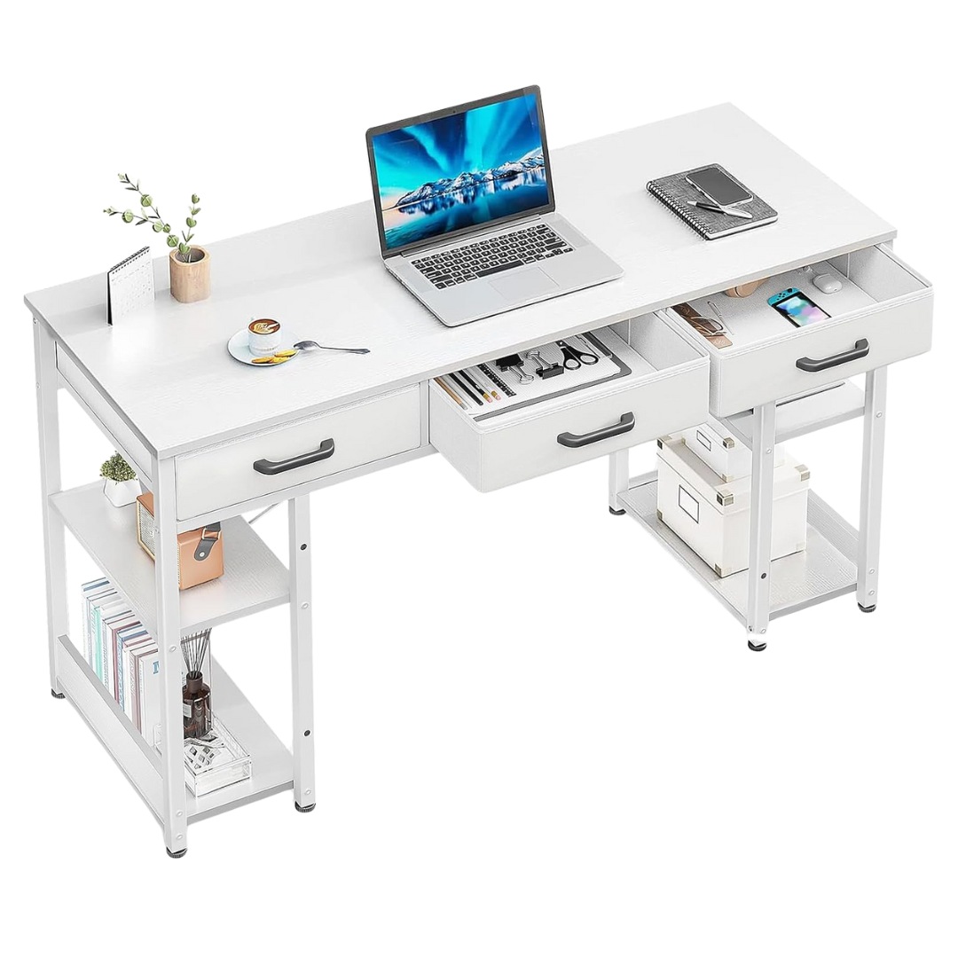 ODK Small 48" x 16" Computer Desk With Fabric Drawers