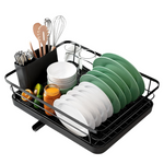 Kitsure Durable Stainless Steel Dish Drying Rack With Cutlery Holder