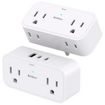 2-Pack Addtam 4-Outlet 3-USB Port Outlet Extender