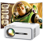 450 ANSI 1080P FHD Portable Home Movie Projector W/ WiFi & Bluetooth