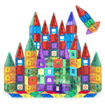 100-Piece Playmags Kids 3D Magnetic Tiles Building Blocks Set