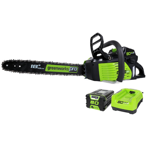 Greenworks GCS80420 18" 80V Cordless Chainsaw With 2.0 AH Battery