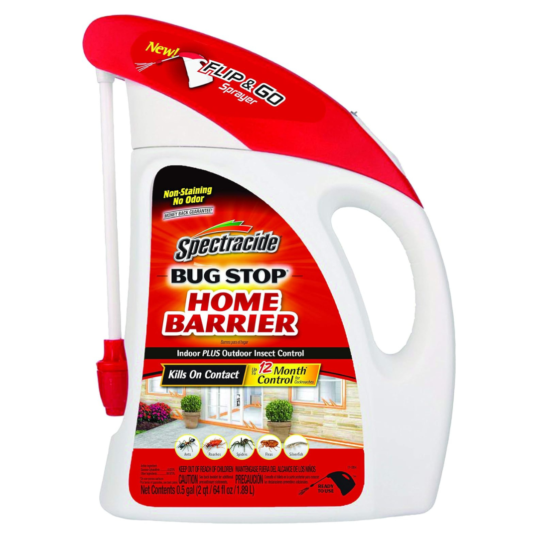 Spectracide Bug Stop Home Barrier Indoor Plus Outdoor Bug Control With Flip & Go Sprayer (0.5 Gallon)