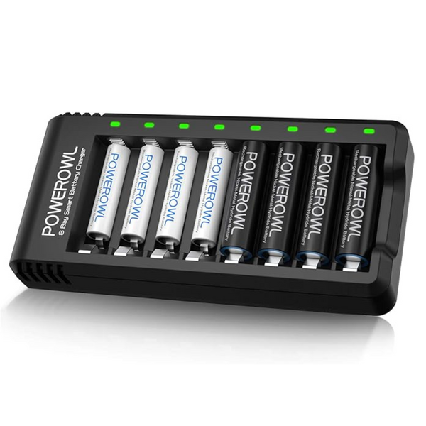 Powerowl Rechargeable AA & AAA Batteries W/ Fast Charger