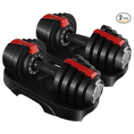 2-Count Adjustable Dumbbell Set W/ Anti-Slip Handle & Tray