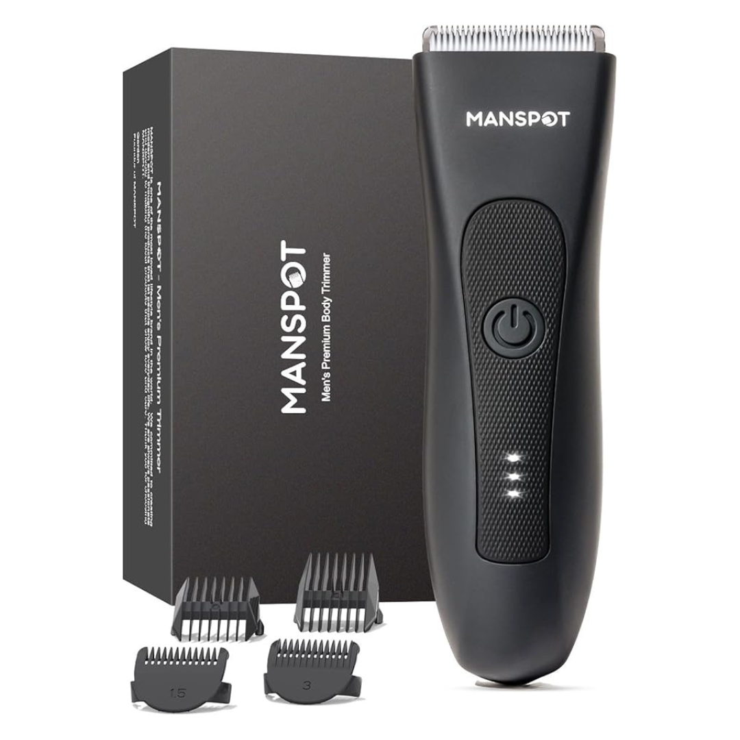 Manspot Men's Wet/Dry Groin & Body Hair Trimmer W/ 4 Guard