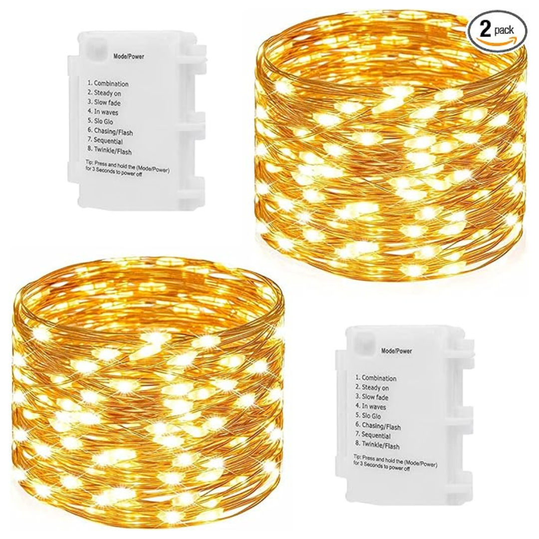 2-Pack Waterproof LED Fairy String Lights