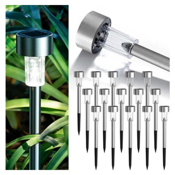 16-Pack Stainless Steel LED Solar Garden Lights