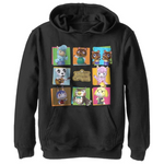 Nintendo 8 Character Paste Up Youth Pullover Hoodie (Black)