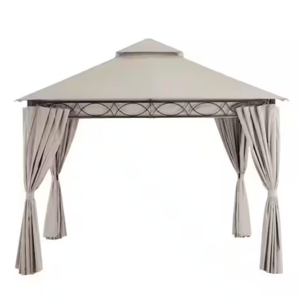 Hampton Bay Palantine 10.5 Ft. x 10.5 Ft. Tan Soft Top Gazebo