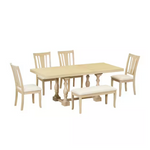 6-Piece Extendable Wood Top Dining Table Set