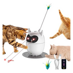 Dual-Mode Automatic Pet Laser Toy With Feather Teaser