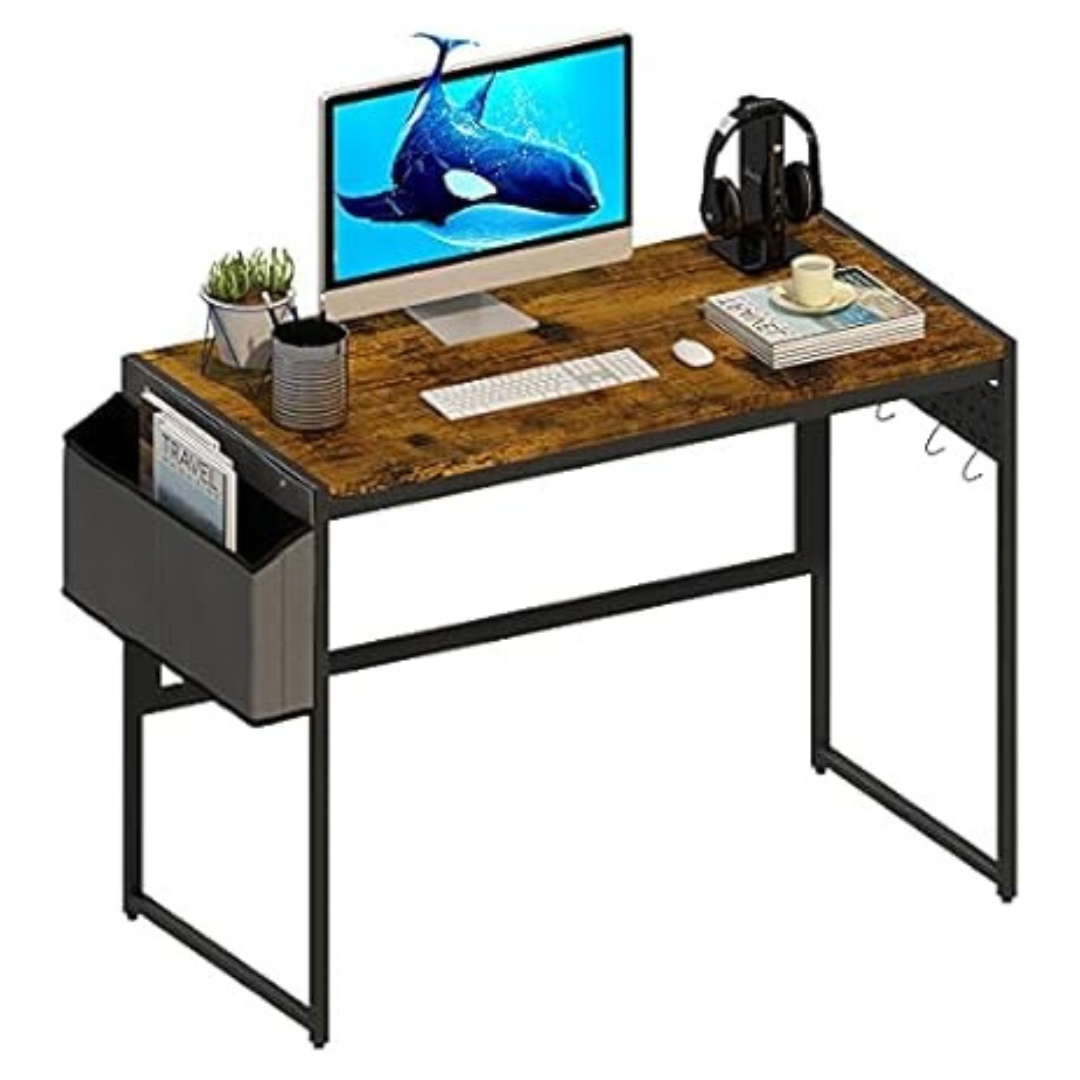 39" Writing Study Industrial Style Computer Desk With Storage Bag