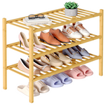 3-Tier Bamboo Stackable Free Standing Shoe Rack Organizer
