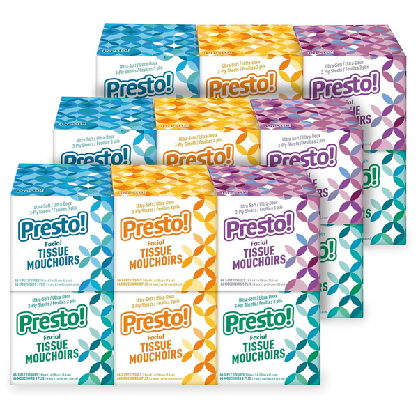 1188-Count Amazon Brand Presto! Ultra-Soft 3-Ply Premium Facial Tissues