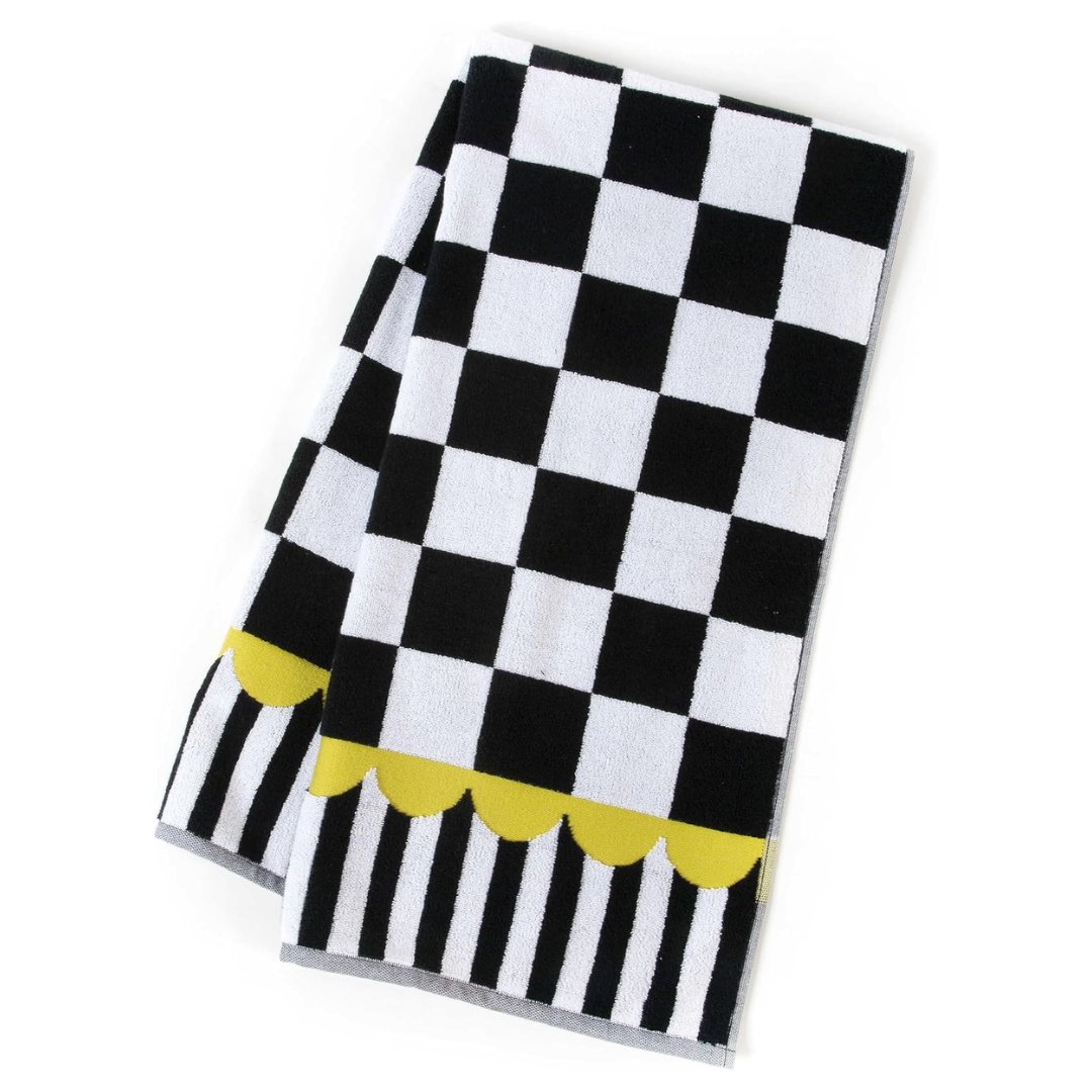 MacKenzie-Childs Cute Courtly Check Bath Towel (Black And White)
