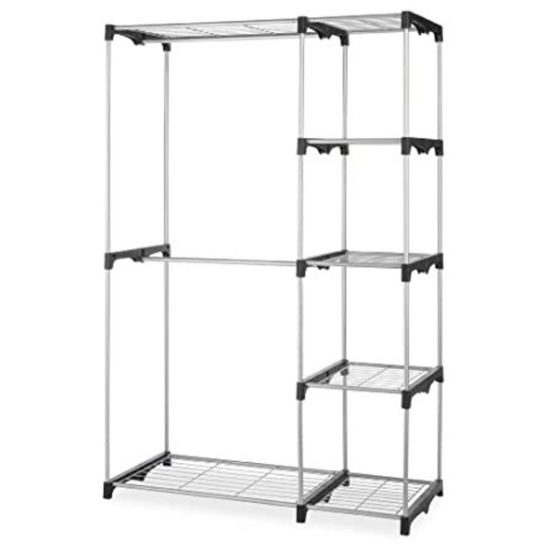Whitmor Double Rod Freestanding Closet Organizer (Silver)