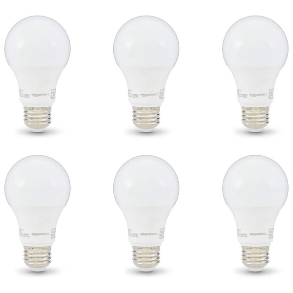 6-Pack Amazon Basics 6W (40W equiv) Non-Dimmable A19 LED Light Bulbs