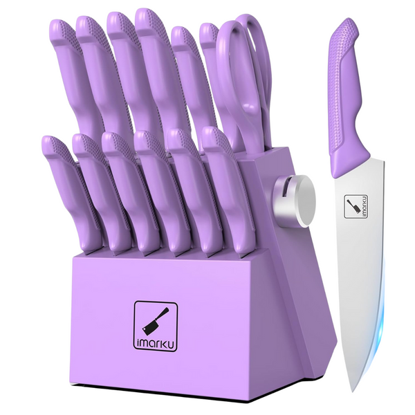 14-Pieces Imarku Stainless Steel Professional Kitchen Knives Block Set