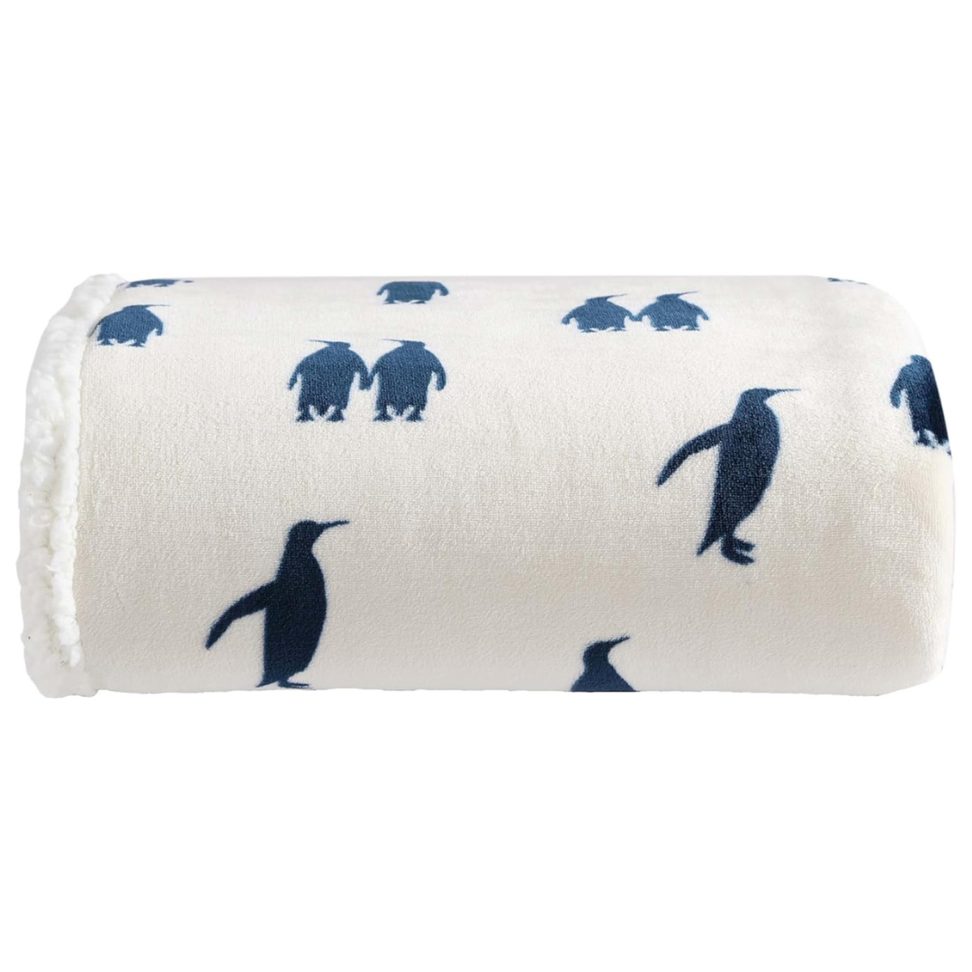 60" x 50" Eddie Bauer Reversible Sherpa Fleece Throw Blanket