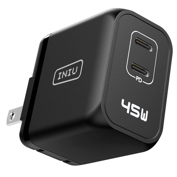 45W INIU Dual USB-C Ports GaN II Foldable Wall Charger