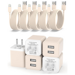 5-Pack MFi Certified Dual Port USB iPhone Charger W/ 6ft Lightning Cable