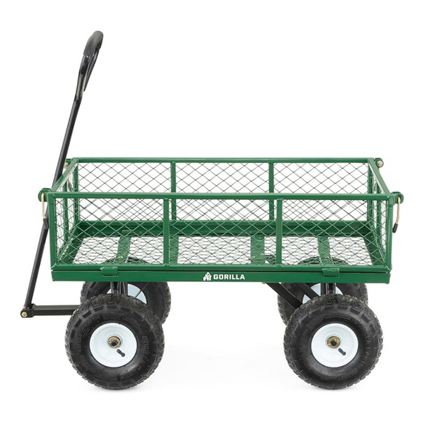 Gorilla Carts Steel Utility Garden Cart w/Removable Sides (400lbs Cap)