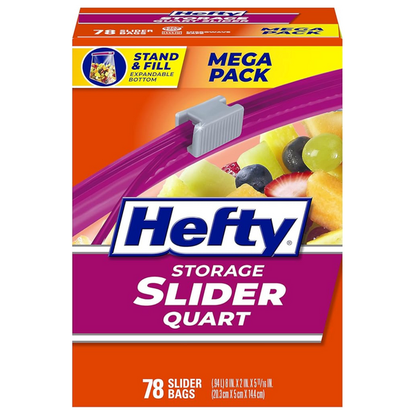 156-Count (2pk x 78ct) Hefty Slider Storage Bags (Quart Size)
