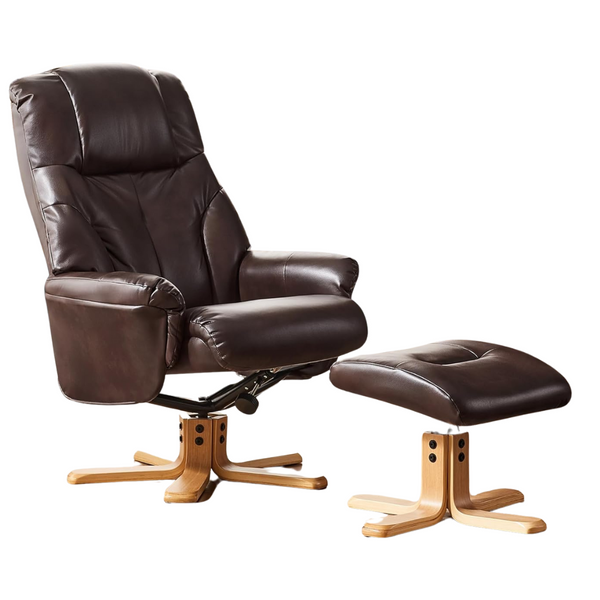 360-deg Swivel Faux Leather Recliner Chair With Ottoman