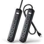 2-Pack KMC 2ft Short Extension Cord With Multiple Outlets