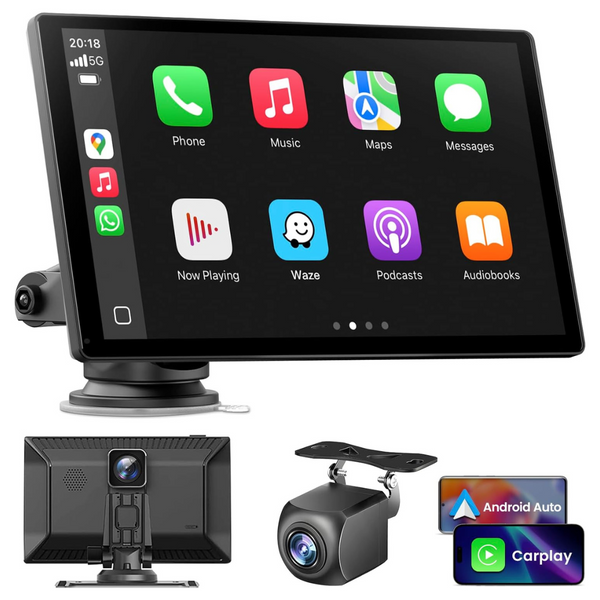 Wireless 9" CarPlay & Android Auto With 4K Dash Cam
