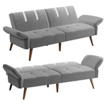 Leachville Twin 79.53'' Velvet Tufted Convertible Sofa