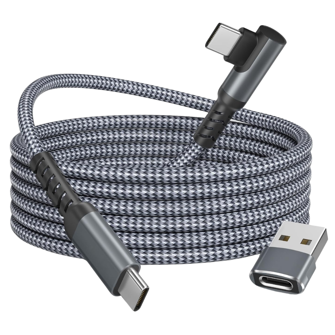 10ft Basesailor 100W USB-C To USB-C Right Angle Cable W/ USB-A Adapter