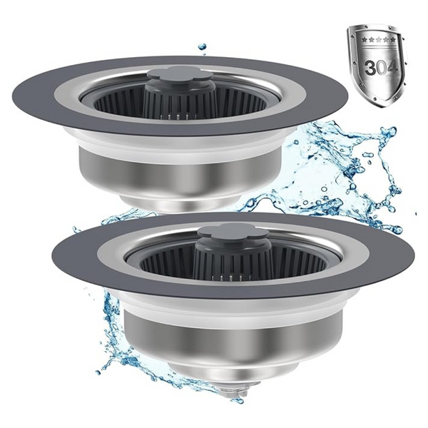 2 Pack 3 In 1 KStainless Steel Kitchen Sink Stopper