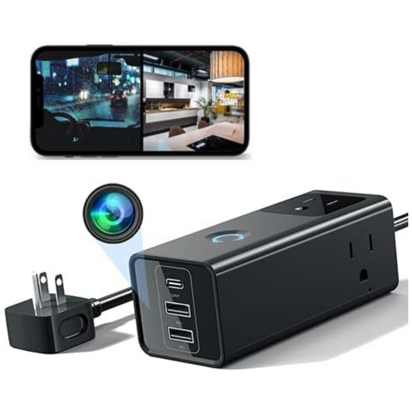 1080P HD Wireless WiFi Hidden Camera W/ 3-Outlet & USB Ports
