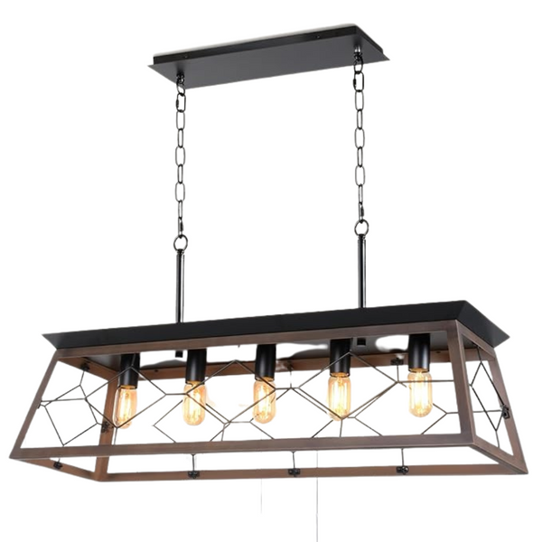 5-Light Farmhouse Rustic Rectangular Island Chandelier
