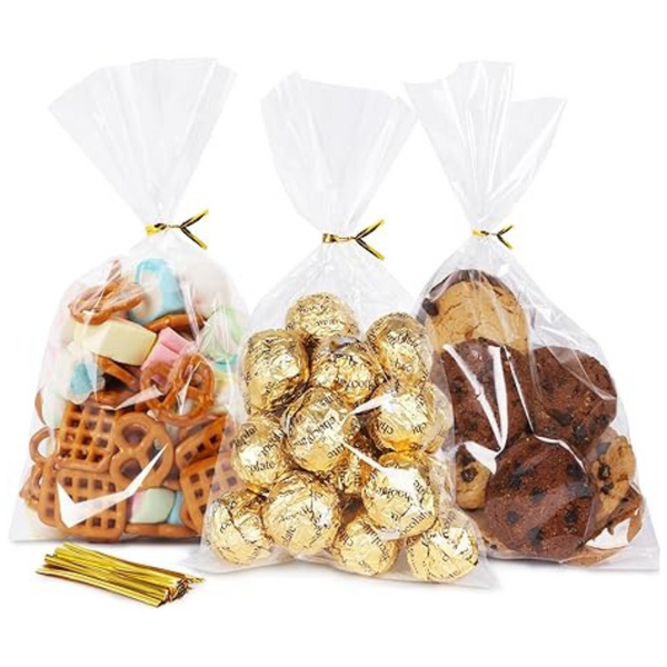 SUREHOME 100 Pack Of 6×10 Inch Cellophane Bags With Ties