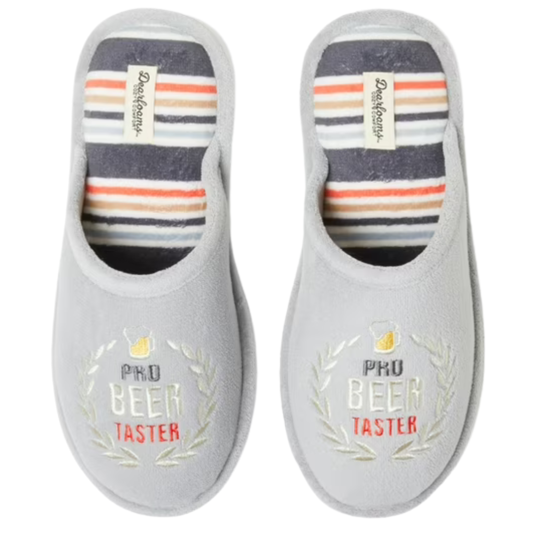 Dearfoams Cozy Comfort Men's Beer Taster Slipper (Grey)