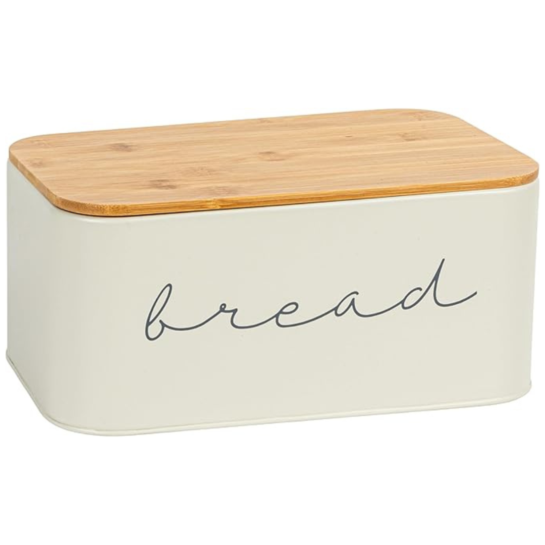 Bloomingville Metal Bread Bin With Bamboo Lid (11.75"L x 7"H)