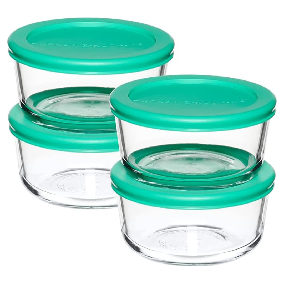 4-Pack 2-Cup Anchor Hocking Glass Storage Containers With Lids